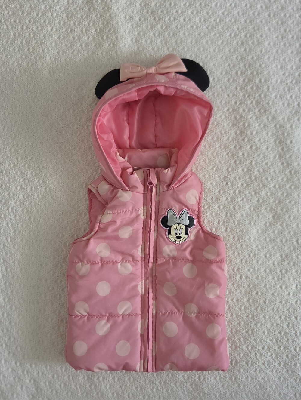 Pink Minnie Mouse Polka Dot Hooded Puffer Vest for Kids